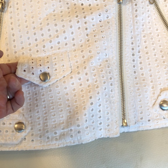 Rebecca Minkoff white eyelet moto jacket - Picture 4 of 8